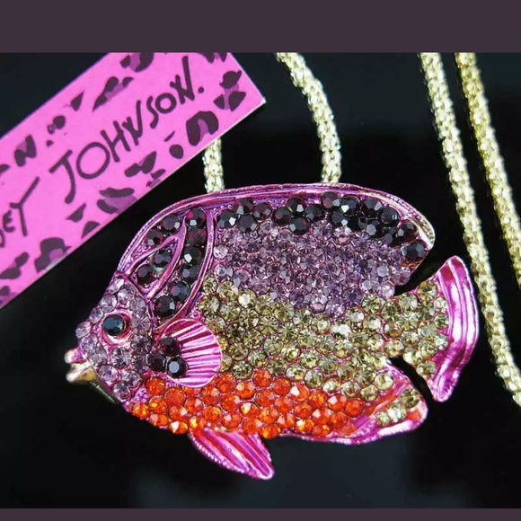New Betsey Johnson Multi-Color Crystal Cute Fish - Picture 3 of 3